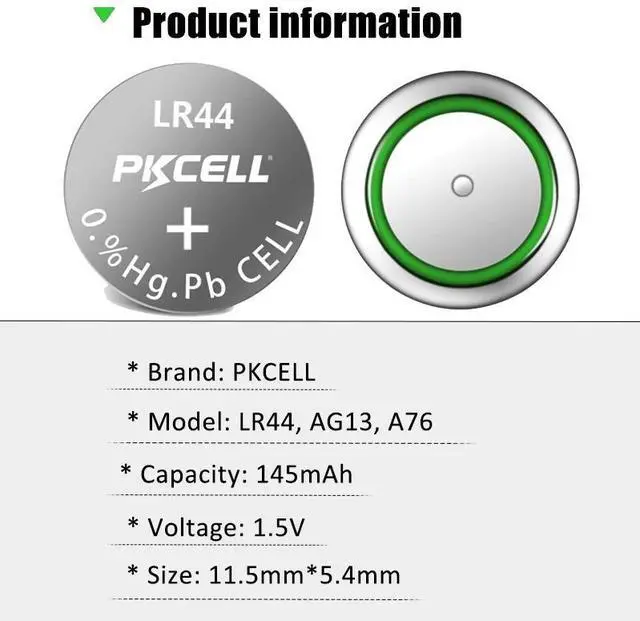 Alt view image 6 of 6 - 10X AG13 LR44 1.5V L1154 RW82 RW42 SR1154 SP76 A76 357A Electronic thermometer batteries button coin Cell Alkaline