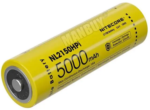 Alt view image 2 of 6 - 2020 NITECORE NL2150HPi  21700 5000mAh 3.6V i Series Protected Lithium ion Li-ion Rechargeable Battery Button Top 1PC for Torch