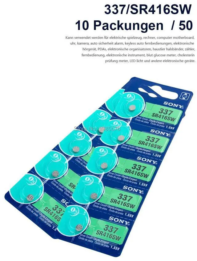 Alt view image 3 of 5 - 20Pcs/Lot For Sony  LONG LASTING 337 SR416SW 623 D337 V337 SP337 Watch Battery Button Coin Cell For Watch Car Remotes