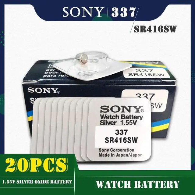 Main image of 20PCS/lot For SONY 337 SR416SW 1.55V Silver Oxide Button Cell Batteries LR416 337A AG6 for Watch Single Grain Packing