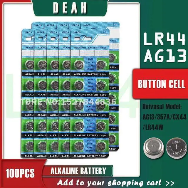 Main image of DEAH 100PCS AG13 LR44 1.55V Alkaline Cell Coin Battery AG 13 LR44W LR1154 SR44 A76 357A 303 357 Button Batteries For Watches Toy