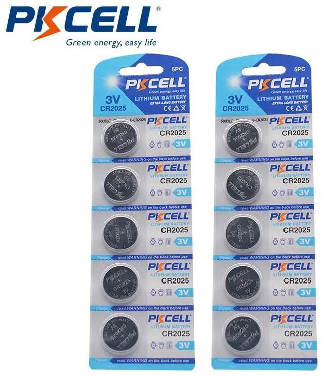 Main image of 10Pcs/2Card PKCELL Battery 3V CR 2025 Lithium Battery ECR2025 DL2025 BR2025 KL2025 L2025 2025 Button Coin Cell Batteries