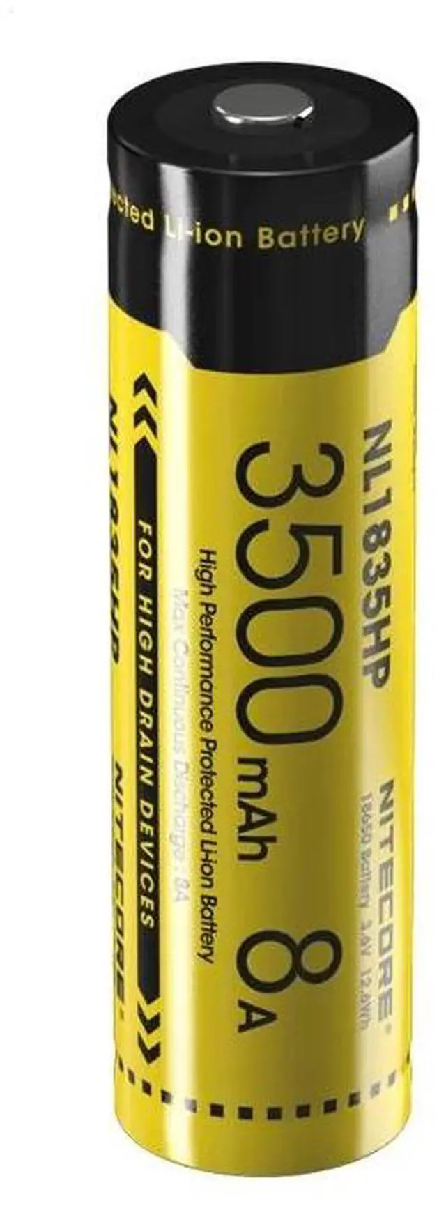 Main image of 2017 Nitecore NL1835HP High Performance 18650 3500mAh 3.6V 12.6Wh 8A Protected Li-ion Button Top Battery for High Drain Devices