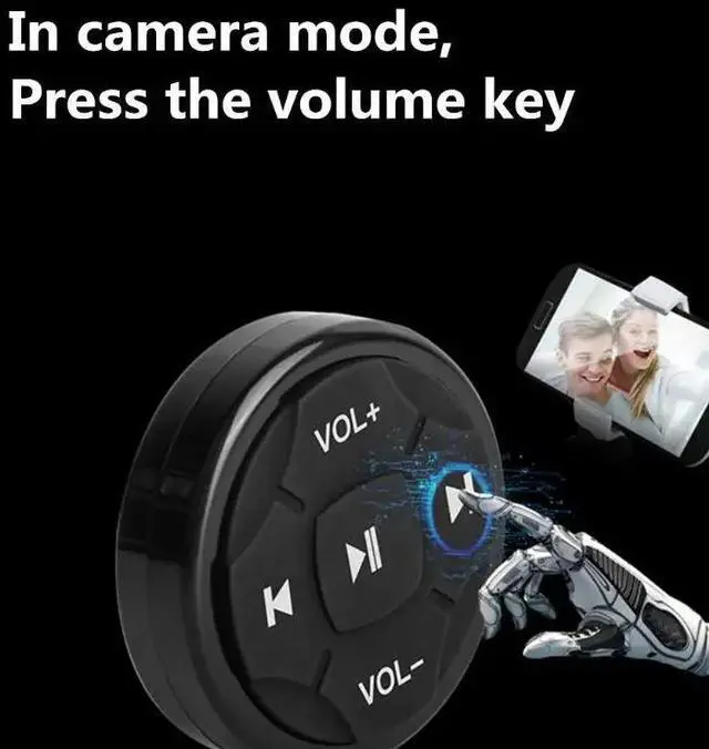 Alt view image 4 of 6 - Universal Car Steering Wheel Wireless Bluetooth Remote Control Media Button for Mobile Phone Controller Car Kit