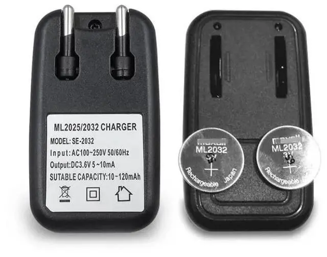 Alt view image 2 of 3 - 2PCS/LOT  ML2032 3V Rechargeable lithium battery button cell button batteries (ML2032)+1pcs ML2032 charger