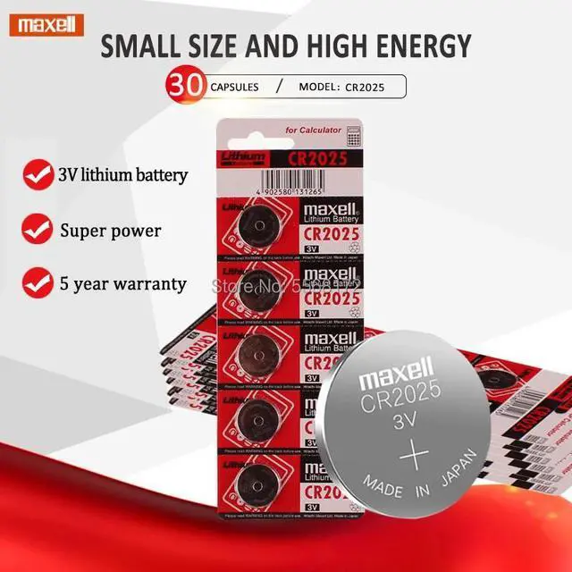 Main image of cr 2025 3V Lithium Coin Battery 30PCS/LOT For maxell cr2025 Button Cell Batteries For Main Board Remote Control Toy
