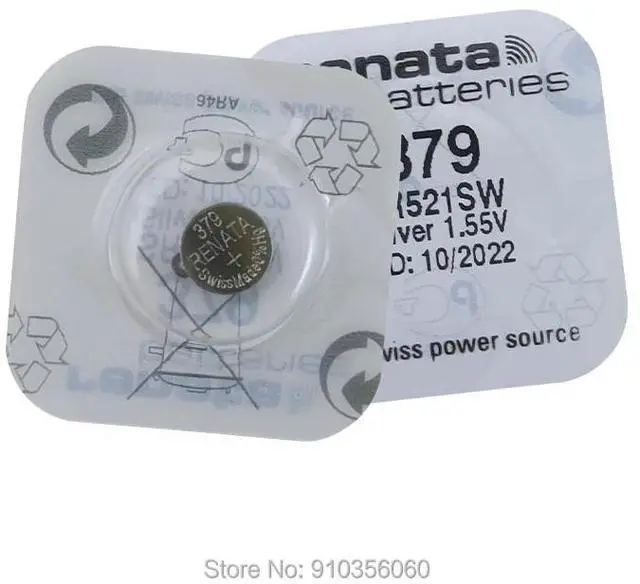Alt view image 6 of 6 - 10Pcs/Lot Brand  renata 379 Silver Oxide Watch Battery SR521SW 521 1.55V 379 renata 521 Button Cell Batteries