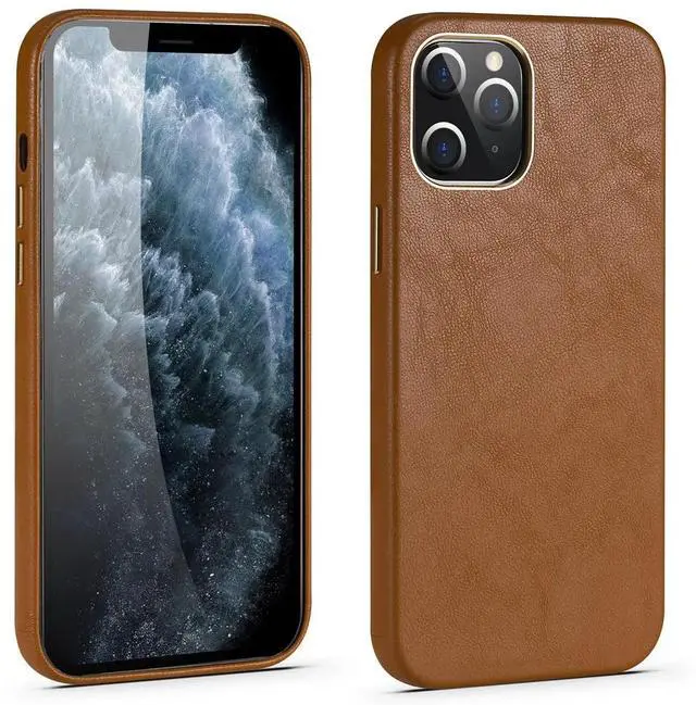 Alt view image 4 of 6 - Luxury Genuine Leather Back Cover For iPhone 11 12 Pro Max X XS XR 7 8 Plus SE 2020 12 Mini Case Real Leather Metal Button