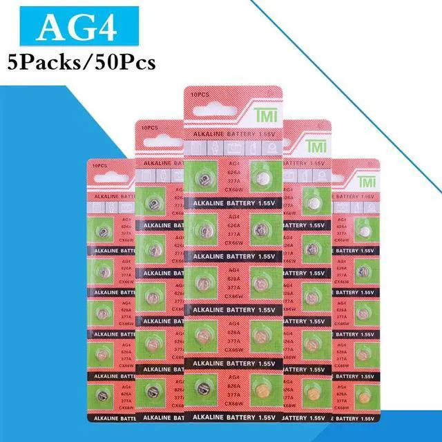 Main image of 50PCS/ 5 Pack AG4 LR626 377A Button Batteries SR626 LR66 177 Cell Coin Alkaline Battery 1.55V   CX66W For Watch Toys Remote