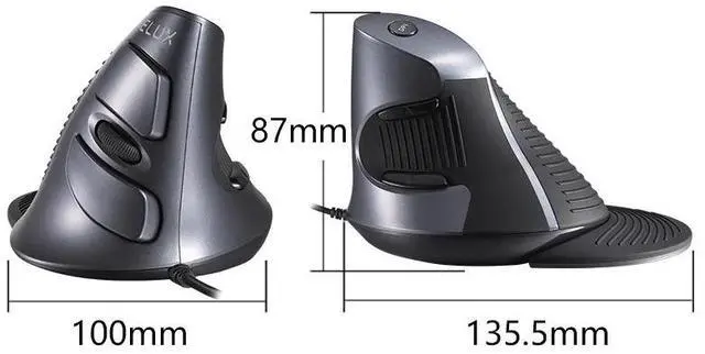 Alt view image 6 of 6 - Delux M618 BU Ergonomic Vertical Mouse 6 Buttons 800/1200/1600 DPI Optical Right Hand Mice with Wrist mat For PC Laptop