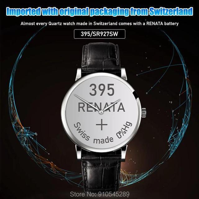 Alt view image 2 of 6 - 2PCS Renata Watch Battery 1.55V 395 SR927SW LR57 LR927 AG7 Silver oxide Button Coin Cell Batteries MADE IN Swiss