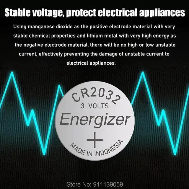 Alt view image 5 of 6 - 10PCS Energizer CR2032 Button Cell Battery 3V Lithium Batteries for Watch Toys Computer Calculator Control DL/CR 2032