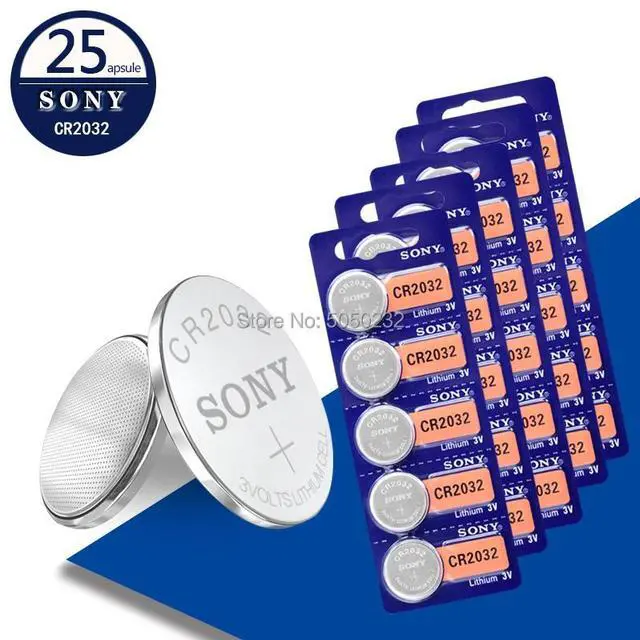 Main image of sony 25pcs cr2032 DL2032 ECR2032 5004LC KCR2032 BR2032 3v button battery for watch computer remote control toy