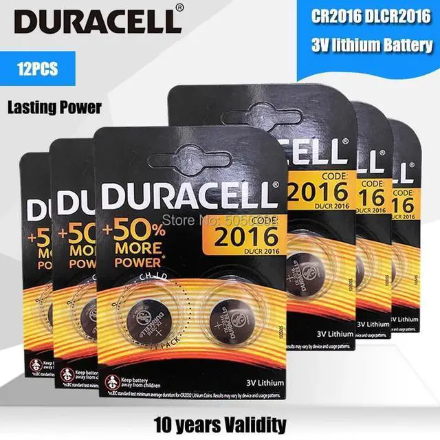 Main image of 12PCS for DURACELL CR2016 Button Cell Battery 3V Lithium Batteries for Watch Toy Computer Calculator Control DLCR 2016