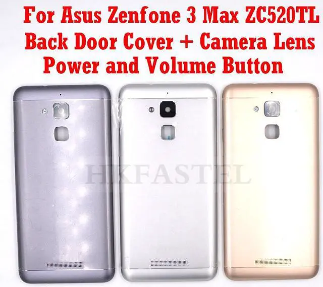 Main image of ZC520TL housing For Asus Zenfone 3 Max ZC520TL Back Cover Battery Door Camera Lens With power volume Button