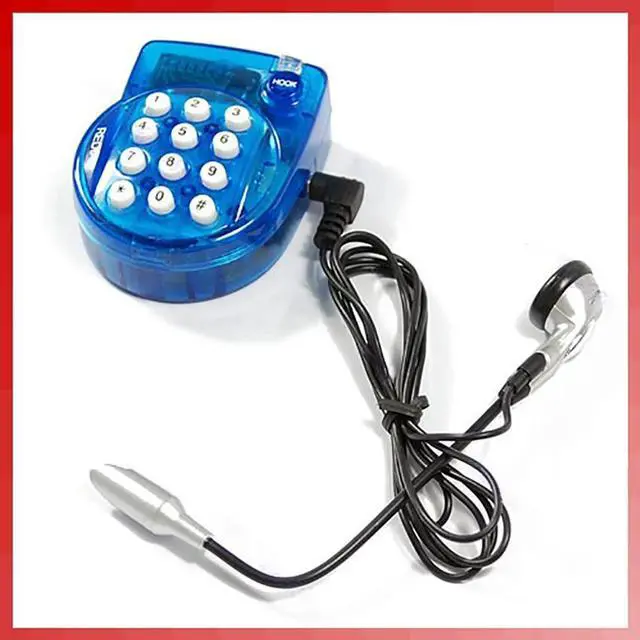 Alt view image 2 of 4 - Portable Mini Corded Landline Phone, with Headset, Button Dial, Fast Redial, Small Telephone for Office Conference, Blue