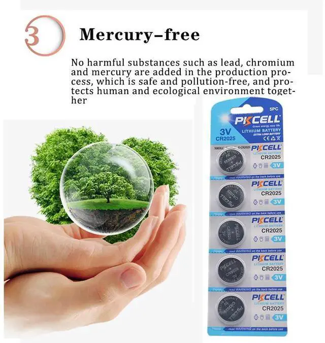 Alt view image 4 of 6 - 10Pcs/2Card PKCELL Battery 3V CR 2025 Lithium Battery ECR2025 DL2025 BR2025 KL2025 L2025 2025 Button Coin Cell Batteries