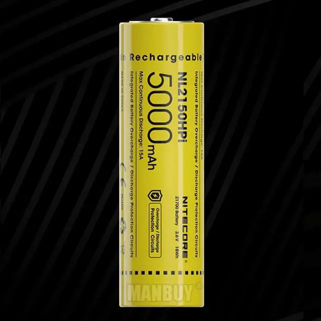 Alt view image 3 of 6 - 2020 NITECORE NL2150HPi  21700 5000mAh 3.6V i Series Protected Lithium ion Li-ion Rechargeable Battery Button Top 1PC for Torch