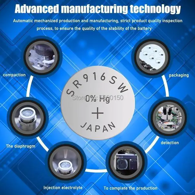 Alt view image 5 of 6 - 1pc FOR SEIZAIKEN 373 SR916SW 916 SR916 Watch Battery SR916SW 373 Button Coin Cell MADE IN JAPAN