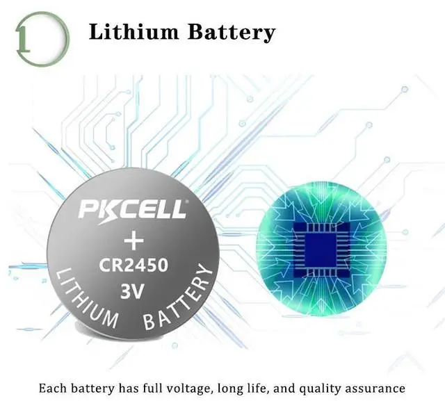 Alt view image 2 of 6 - 20Pcs/4Cards PKCELL CR2450 ECR2450 DL2050 BR2450 3V Lithium Battery Button Cell Batteries For Watches Toys Calculators