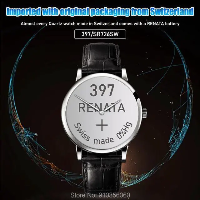 Alt view image 2 of 6 - 10PCS Renata 397 Brand  LONG LASTING SR726SW 1.55V Swiss Made Button Coin Cell Silver Oxide Watch Battery