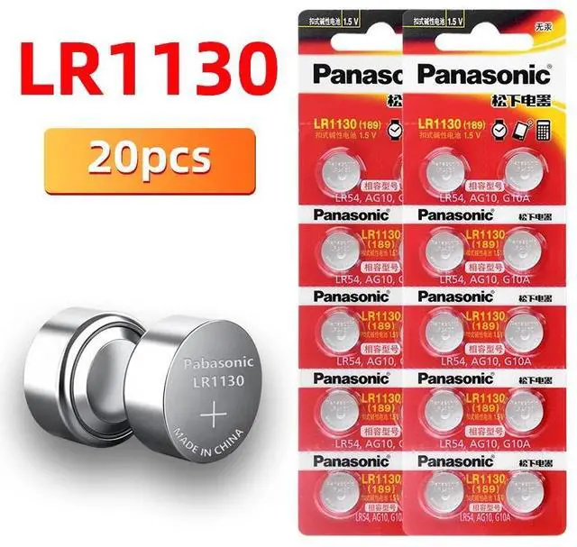 Main image of 20PCS/lot  LR1130 189 1.5V Alkaline Batteries AG10 LR54 SR1130W Button Cell Battery 0%Hg for Remote control