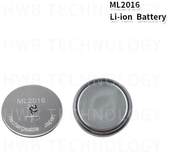 Alt view image 2 of 4 - 2pcs/lot  ML2016 ML 2016 3v Li-Ion Lithium Ion Rechargeable Coin Cell Button CMOS RTC Battery Batteries