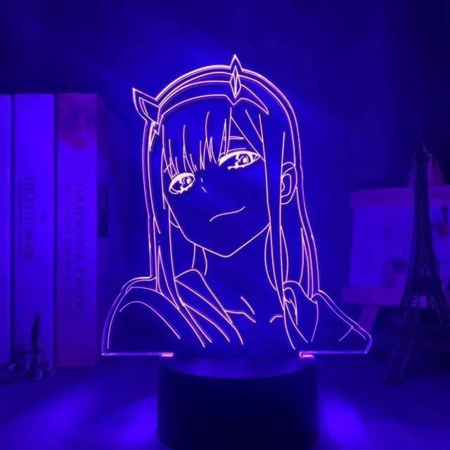 Alt view image 2 of 6 - 16 Color Anime 3d Lamp Zero Two Figure Nightlight Kids Child Girls Bedroom Decor Light Manga Gift Night Light Lamp