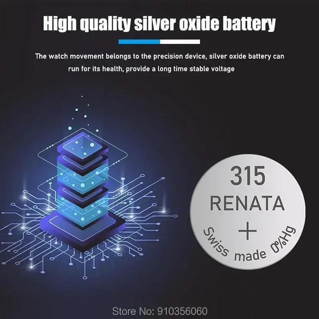 Alt view image 3 of 6 - RETAIL Brand  Renata LONG LASTING 315 SR716SW SR716 1.55V Watch Battery Button Coin Cell Swiss Made Original