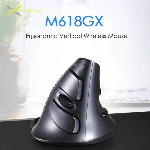 Main image of Delux M618 GX Ergonomic Vertical Wireless Mouse 6 Buttons 1600DPI Optical Mice With  For PC Laptop