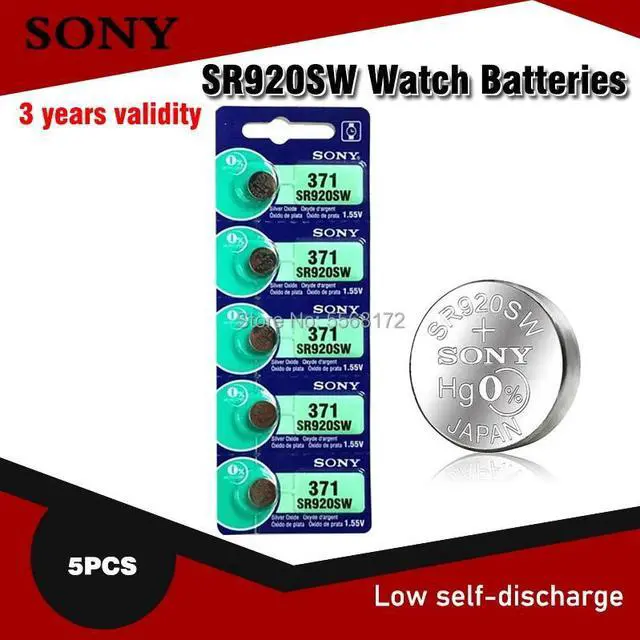 Main image of 5pcs Sony 45mAh 1.55V AG6 371 SR920SW LR920 171 370 L921 LR69 SR920 Button Batteries For Watch Toy Remote Cell Coin Battery