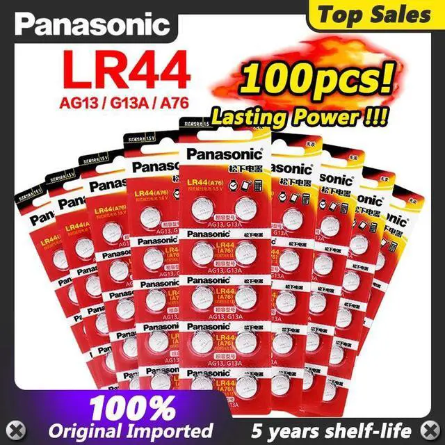 Main image of 100pc 1.5V A76 AG13 G13A LR44 LR1154 357A SR44 Button Cell Battery lr44 Lithium Coin Batteries