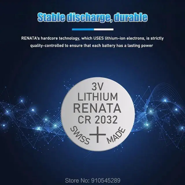 Alt view image 4 of 6 - 2pcs RENATA cr2032 cr 2032 3V Lithium Battery For Watch computer Remote Control Calculator button cell coin battery