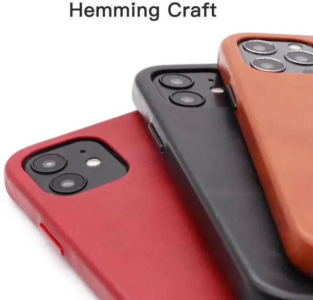 Alt view image 3 of 6 - Handmade Genuine Leather Case for iPhone 12 Pro Max mini 11 Xs X Xr Luxury Retro Waxed Cow Metal Button Phone Cases Back Cover
