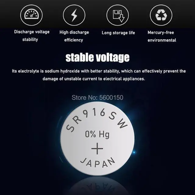 Alt view image 3 of 6 - 1pc FOR SEIZAIKEN 373 SR916SW 916 SR916 Watch Battery SR916SW 373 Button Coin Cell MADE IN JAPAN