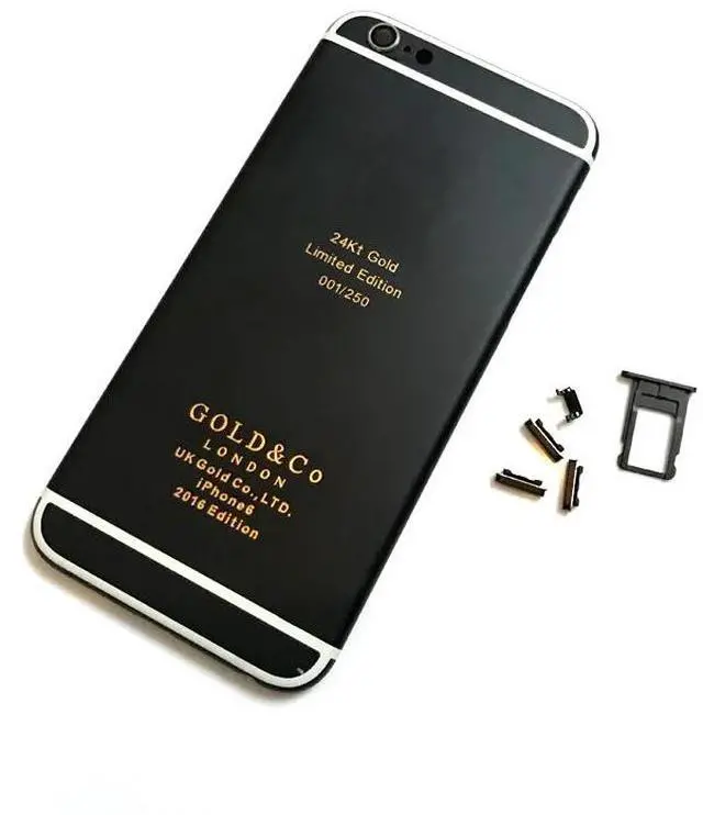 Alt view image 3 of 6 - Replacement Black Luxurious Housing for iphone 6 Back Cover Chassis Middle Frame Battery Door Black with Card Tray and Buttons