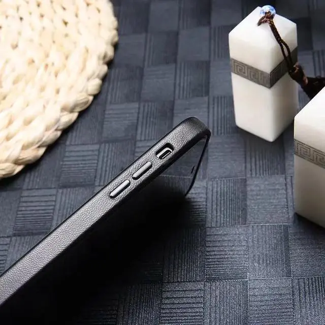 Alt view image 6 of 6 - For iPhone 12 Pro Max Case Genuine Leather Phone Case For iPhone 12 Mini Real Leather Metal Button Back Cover Capa