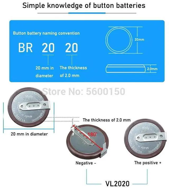 Alt view image 2 of 5 - VL2020 3V 20mAh coin type rechargeable 180 degrees fillet lithium button cell battery