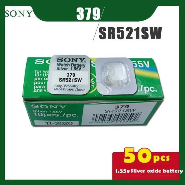 Main image of 50PCS/lot SONY 379 SR521SW 1.55V Silver Oxide Button Cell Battery CX63 521 LR63 AG0 for Watch Toys Single grain packing