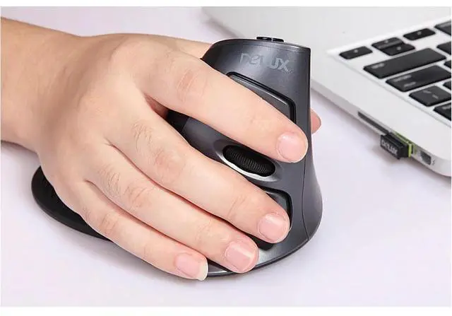 Alt view image 5 of 6 - Delux M618 GX Ergonomic Vertical Wireless Mouse 6 Buttons 1600DPI Optical Mice With  For PC Laptop