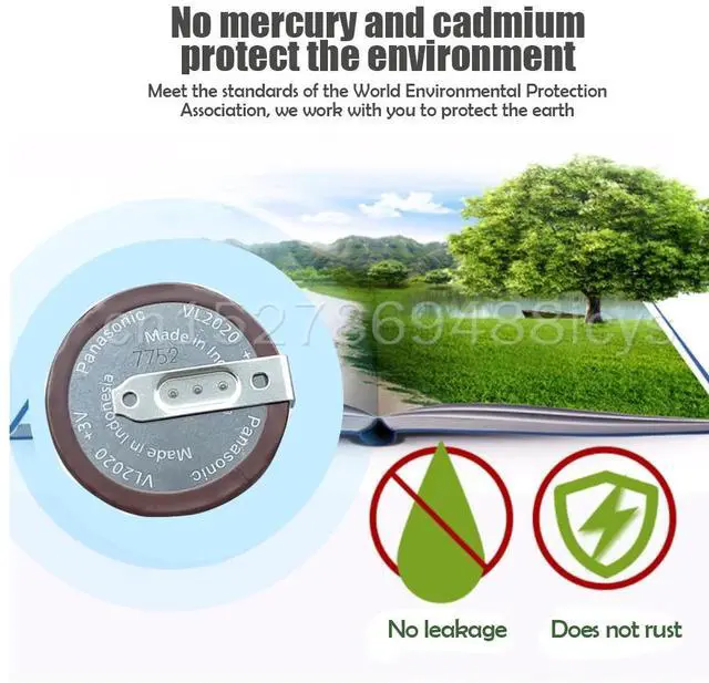 Alt view image 4 of 6 - 2PCS  VL2020 2020 3V Rechargeable Lithium Battery With Legs 90 degrees For Car Key Remote Timer Button cell