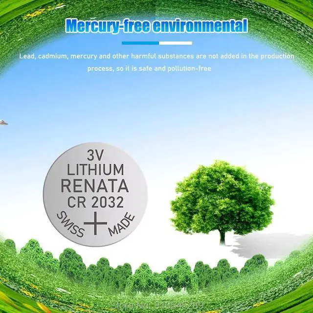 Alt view image 5 of 6 - 2pcs RENATA cr2032 cr 2032 3V Lithium Battery For Watch computer Remote Control Calculator button cell coin battery