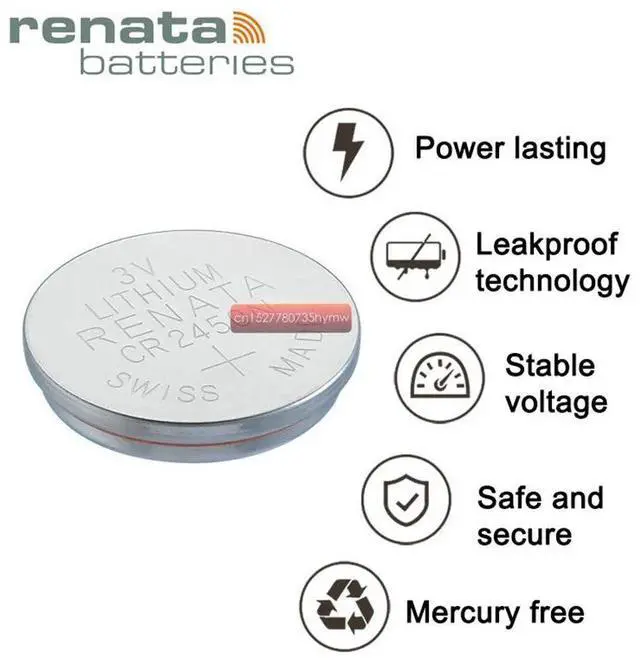 Alt view image 2 of 5 - 3pc  Renata CR2450 CR 2450 3V Lithium Button Cell Battery Coin Batteries For Watches,clocks,hearing aids