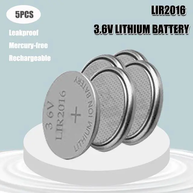 Main image of 5PCS  LIR2016 Li-ion Rechargeable Battery 3.6V Lithium Button Batteries for Watch Computer Replaces LIR 2016 CR2016/ML2016
