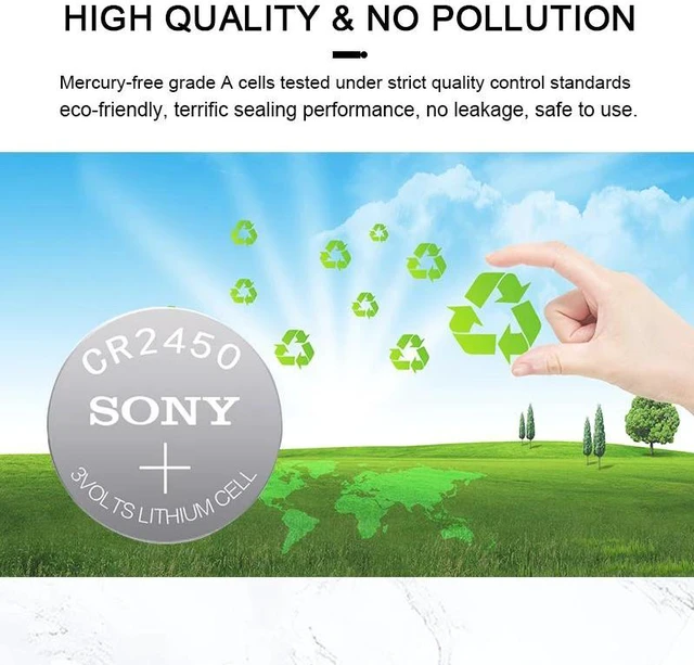 Alt view image 4 of 6 - 5PCS SONY CR2450 3V CR 2450 DL2050 BR2450 Lithium Button Cell Battery For Remote Control LED tea light vibes Calculators Car