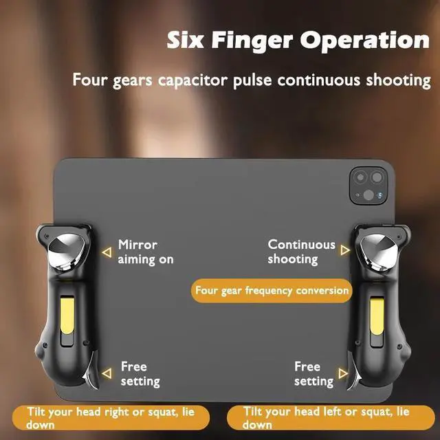 Alt view image 2 of 6 - Six Finger Ipad PUBG Controller Capacitance Adjustable Mobile Game Trigger L1R1 Button Gamepad Joystick Grip Tablet Accessories
