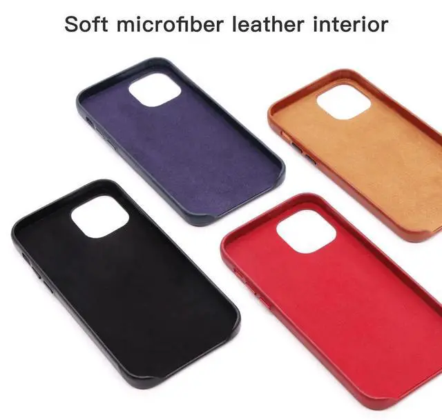 Alt view image 5 of 6 - Handmade Genuine Leather Case for iPhone 12 Pro Max mini 11 Xs X Xr Luxury Retro Waxed Cow Metal Button Phone Cases Back Cover