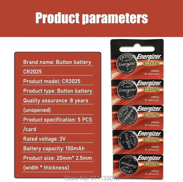 Alt view image 6 of 6 - 30PCS for Energizer CR2025 Button Cell Battery 3V Lithium Batteries for Watch Computer Calculator Control DL/CR 2025