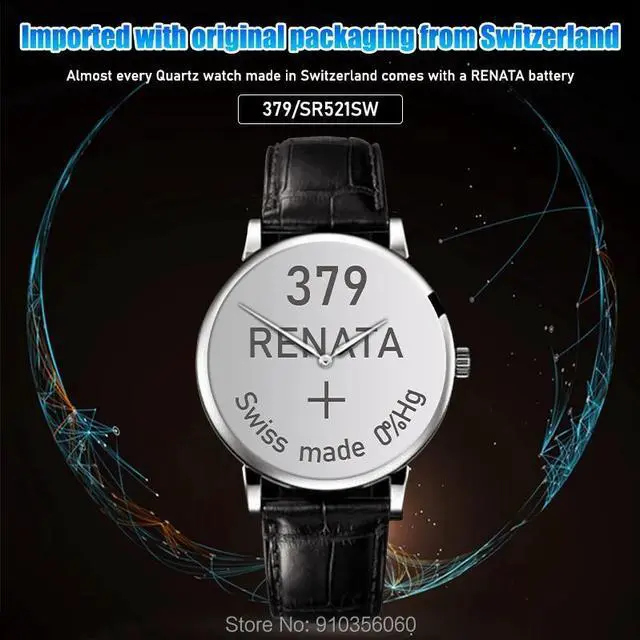 Alt view image 2 of 6 - 10Pcs/Lot Brand  renata 379 Silver Oxide Watch Battery SR521SW 521 1.55V 379 renata 521 Button Cell Batteries