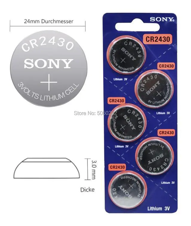 Alt view image 2 of 6 - 5pcs Sony Wholesale CR2430 DL2430 2430 3V Button Battery For Watch Toy Headphone